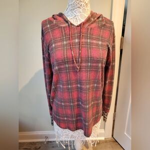 Plaid and Leopard Hooded Pullover